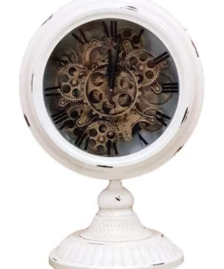 La Florentina Industrial Moving Cogs Clock White