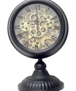 La Florentina Industrial Moving Cogs Standing Clock Black