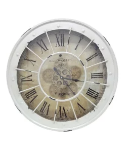 La Florentina Bassett Industrial Moving Cogs Wall Clock Round 60cm White