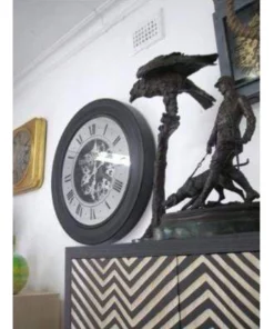 La Florentina Miro' French Mirrored Moving Cogs Wall Clock 80cm Black -Home Decor Shop 893440540 5 720x928