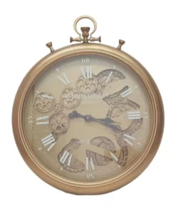 La Florentina Ulysse French Stopwatch Moving Cogs Wall Clock Gold