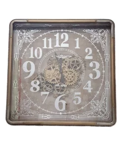 La Florentina Roma Mirrored Moving Cogs Wall Clock 80cm Gold