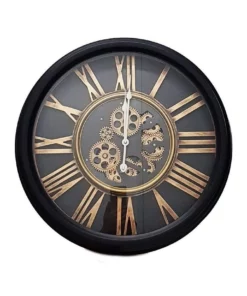 La Florentina William Moving Cogs Wall Clock 52cm Black