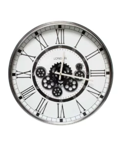 La Florentina London Modern Moving Cogs Clock Black & White -Home Decor Shop 893460160 5 720x928