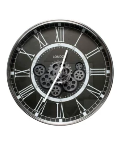 La Florentina London Smoke Moving Cogs Wall Clock 55cm Black