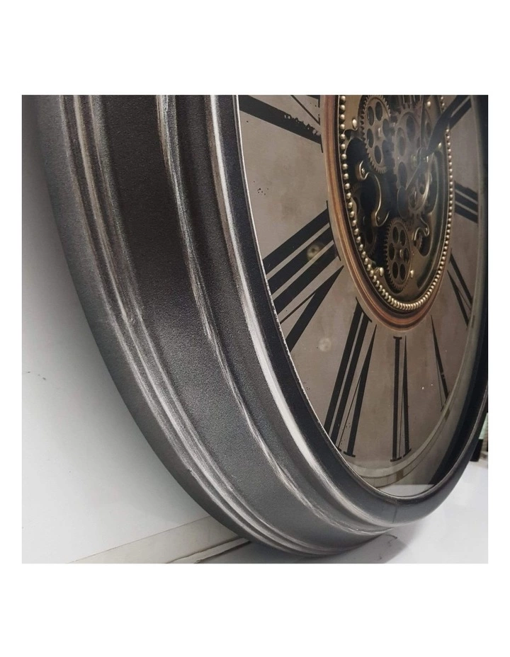 La Florentina Le Romancier Round Antique Provincial Moving Cogs Wall Clock Rustic 5 La Florentina Le Romancier Round Antique Provincial Moving Cogs Wall Clock Rustic - Image 5