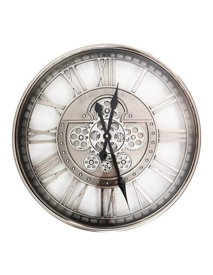 La Florentina The Kensington Round Industrial Moving Cogs Wall Clock Silver 1 La Florentina The Kensington Round Industrial Moving Cogs Wall Clock Silver