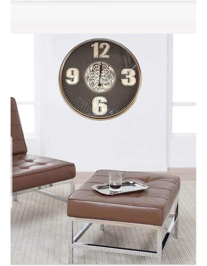 La Florentina The Aviator Bronze Round Maxim Ribbed Exposed Gear Clock Bronze 3 La Florentina The Aviator Bronze Round Maxim Ribbed Exposed Gear Clock Bronze - Image 3