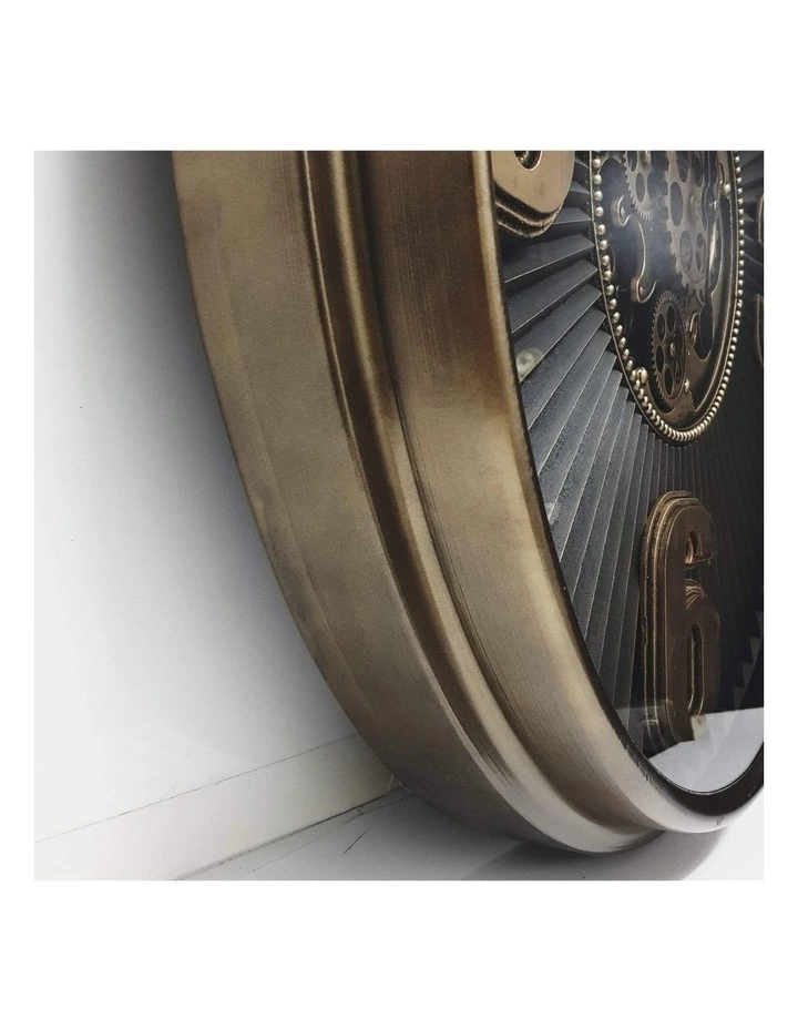 La Florentina The Aviator Bronze Round Maxim Ribbed Exposed Gear Clock Bronze 5 La Florentina The Aviator Bronze Round Maxim Ribbed Exposed Gear Clock Bronze - Image 5