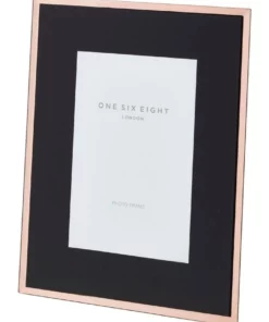 One Six Eight London Glass Photo Frame 6x4 Black/Rose Gold