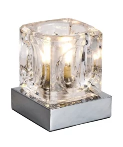 Lightsup Online Blanca Chrome Glass Table Lamp With LED Bulb